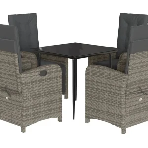 Caltanissetta 5-delige Tuinset met kussens poly rattan grijs Caltanissetta 5-delige Tuinset met kussens poly rattan grijs