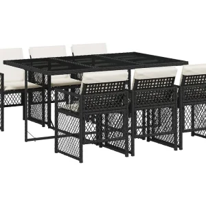 Connersville  7-delige Tuinset met kussens poly rattan zwart