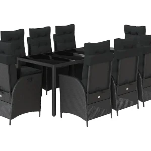Chris David 9-delige Tuinset poly rattan zwart Chris David 9-delige Tuinset poly rattan zwart