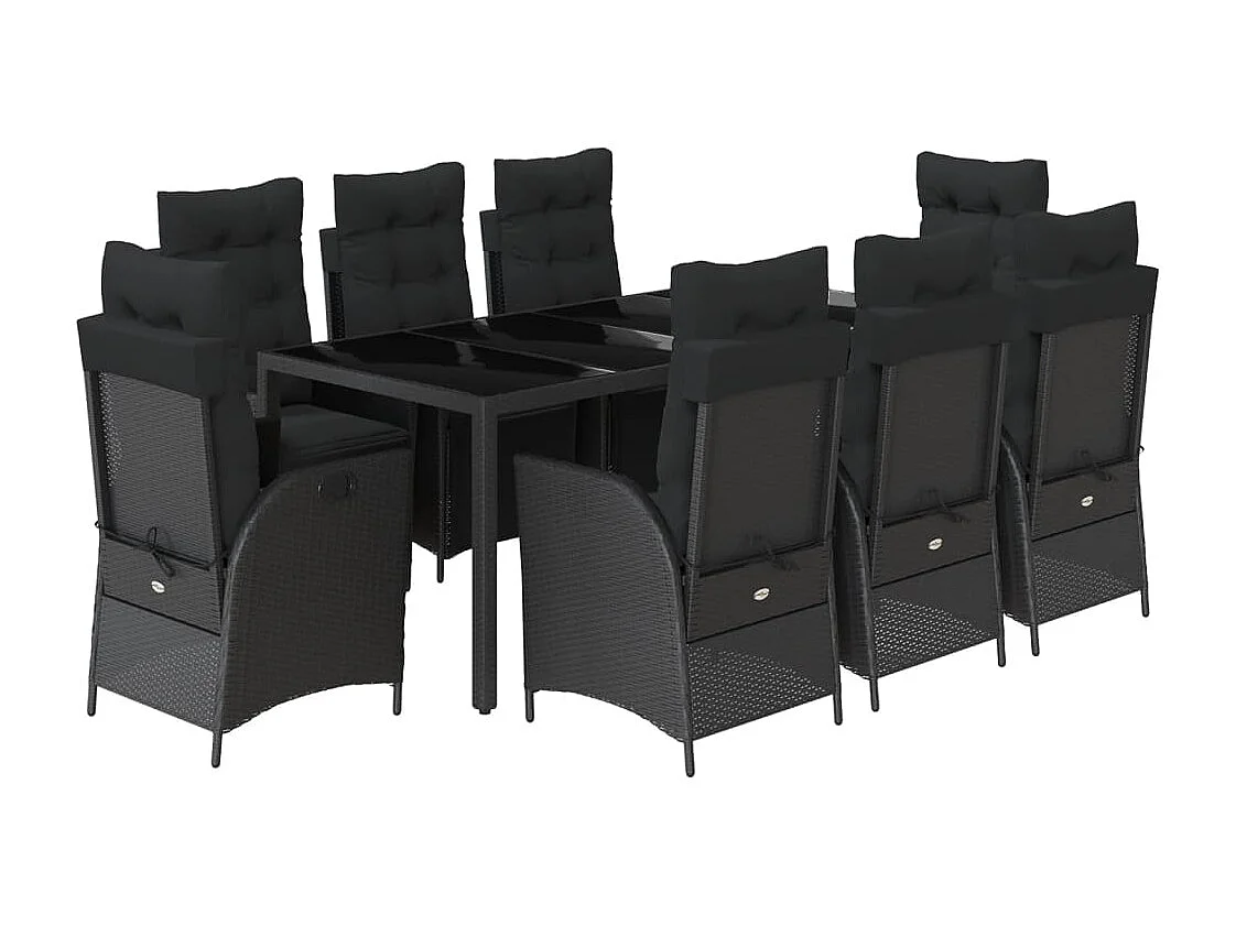 Chris David 9-delige Tuinset poly rattan zwart