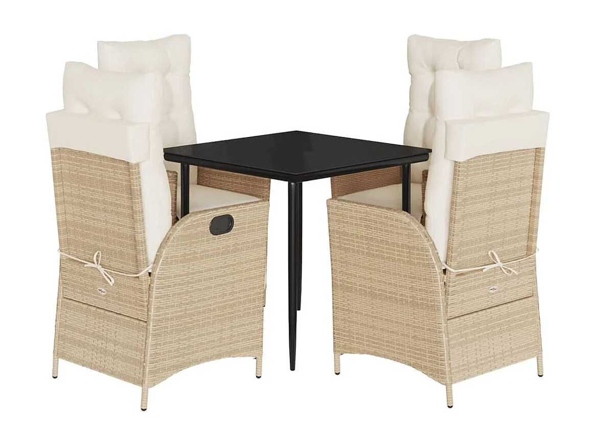 Cascade 5-delige Tuinset met kussens poly rattan beige