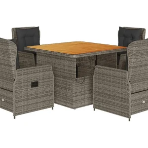 Coleville  5-delige Tuinset met kussens poly rattan grijs
