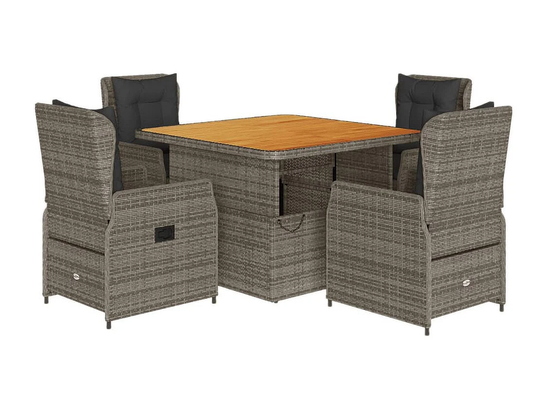 Coleville 5-delige Tuinset met kussens poly rattan grijs