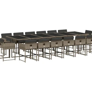 Brienne  17-delige Tuinset met kussens poly rattan grijs
