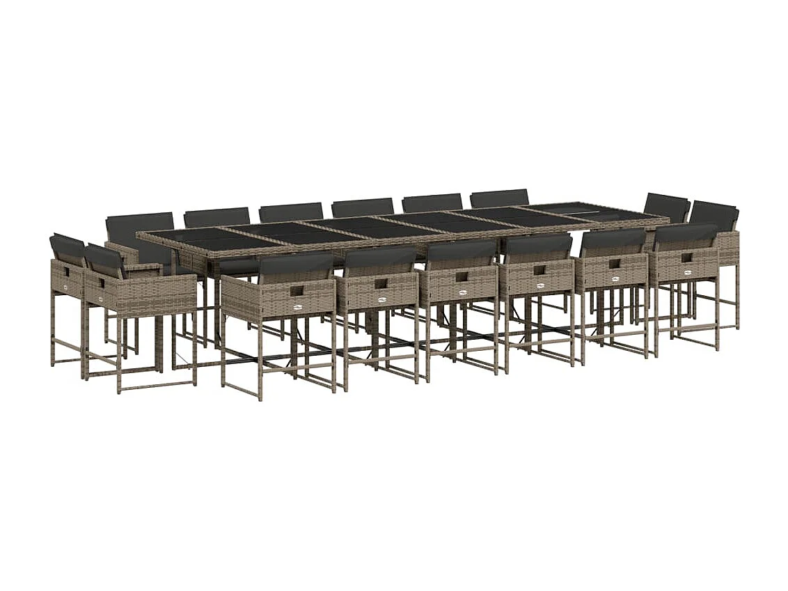 Brienne 17-delige Tuinset met kussens poly rattan grijs