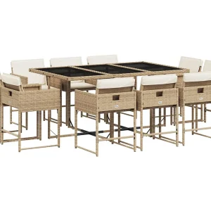Brienne  11-delige Tuinset met kussens poly rattan beige