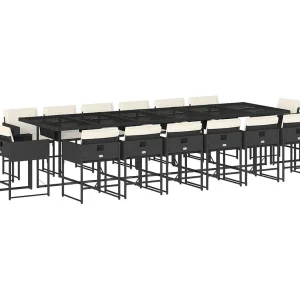 Brienne  17-delige Tuinset met kussens poly rattan zwart