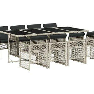 Connersville  9-delige Tuinset met kussens poly rattan lichtgrijs