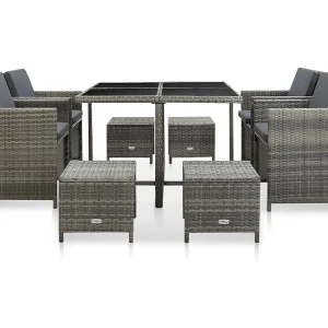 Chenoa 9-delige Tuinset met kussens poly rattan grijs Chenoa 9-delige Tuinset met kussens poly rattan grijs