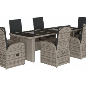 Central Valley 7-delige Tuinset met kussens poly rattan grijs Central Valley 7-delige Tuinset met kussens poly rattan grijs