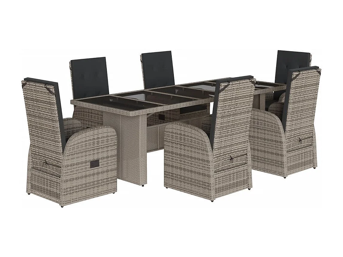 Central Valley 7-delige Tuinset met kussens poly rattan grijs