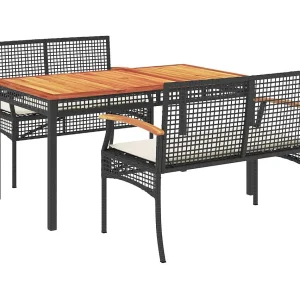 Clermont-Ferrand  3-delige Tuinset met kussens poly rattan zwart