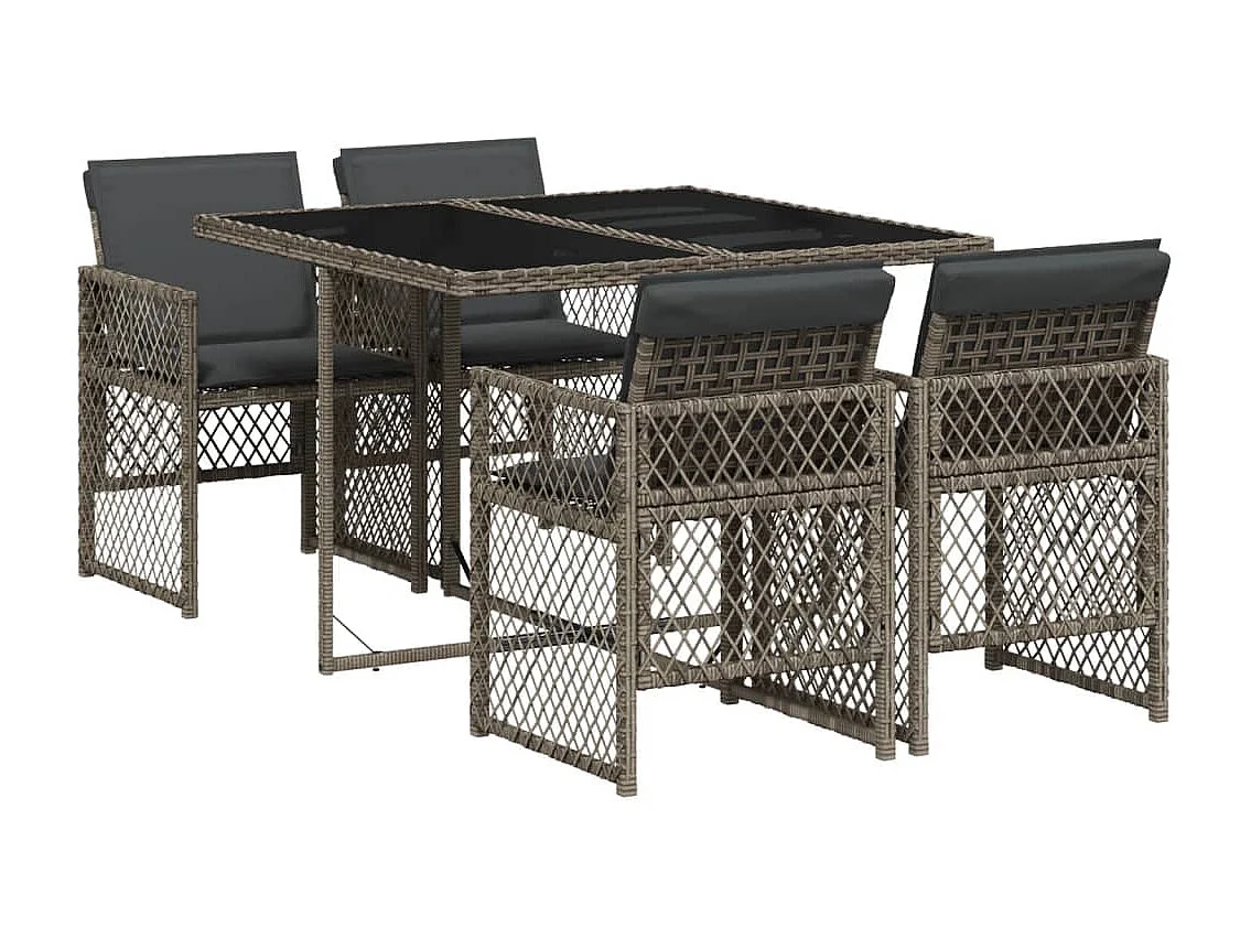Connersville 5-delige Tuinset met kussens poly rattan grijs