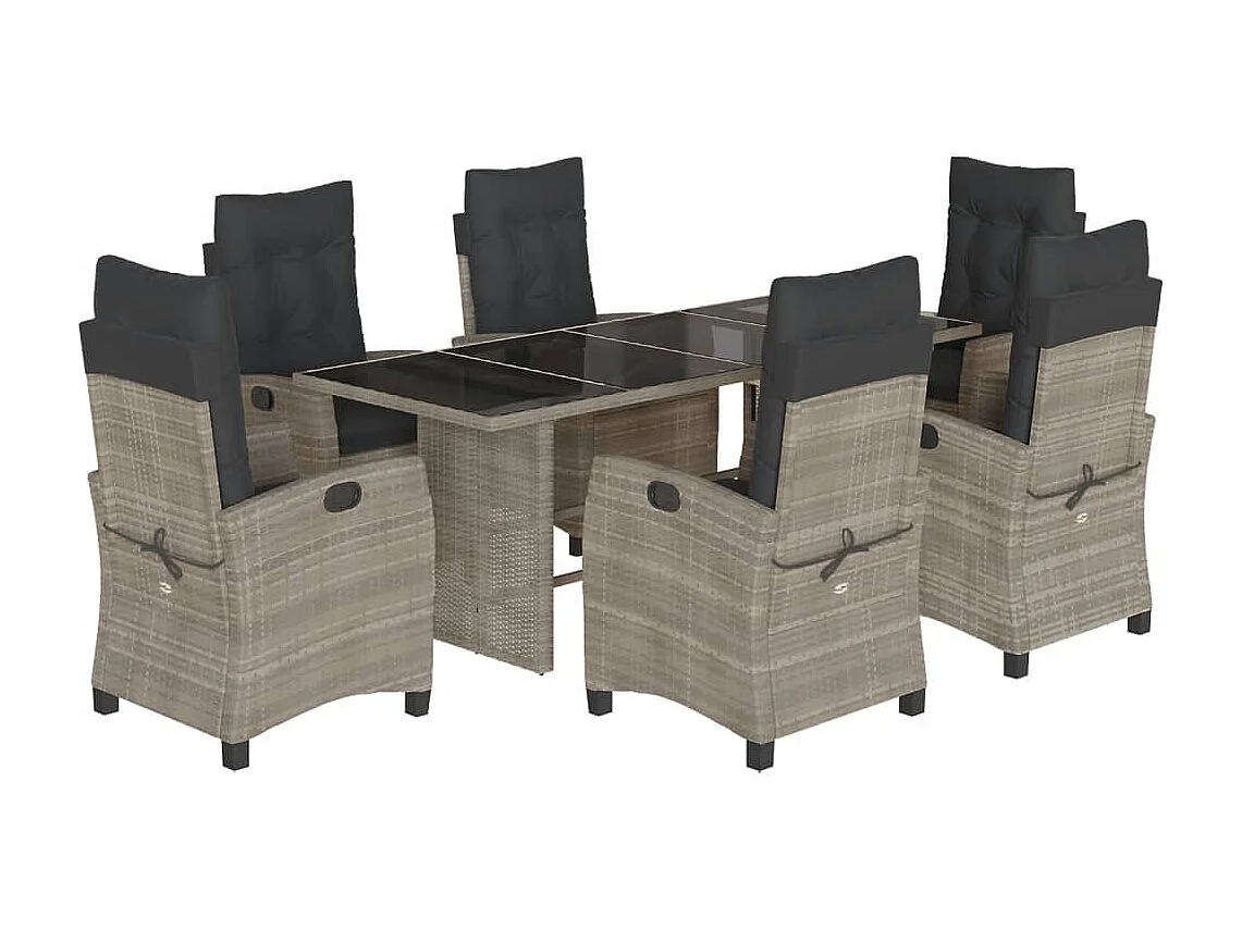 Bryndra 7-delige Tuinset met kussens poly rattan grijs