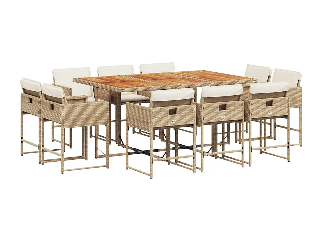 Brienne 11-delige Tuinset met kussens poly rattan beige