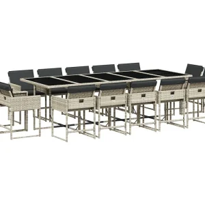 Brienne  15-delige Tuinset met kussens poly rattan lichtgrijs
