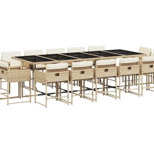 Brienne  15-delige Tuinset met kussens poly rattan beige