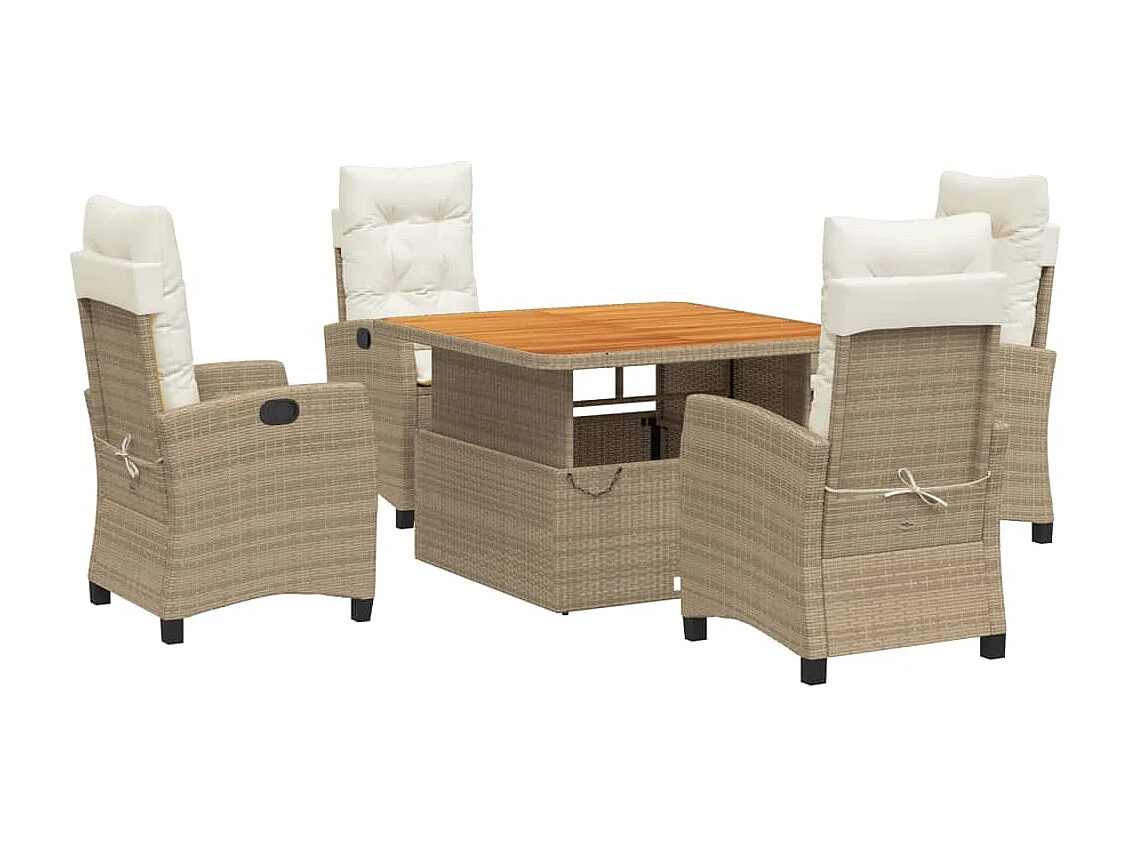 Brazil 5-delige Tuinset met kussens poly rattan beige