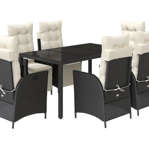Chris David 7-delige Tuinset met kussens poly rattan zwart Chris David 7-delige Tuinset met kussens poly rattan zwart