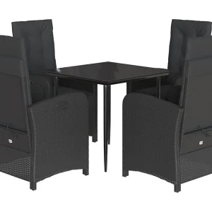 Claggan 5-delige Tuinset met kussens poly rattan zwart Claggan 5-delige Tuinset met kussens poly rattan zwart