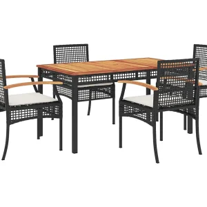 Clermont-Ferrand  5-delige Tuinset met kussens poly rattan zwart