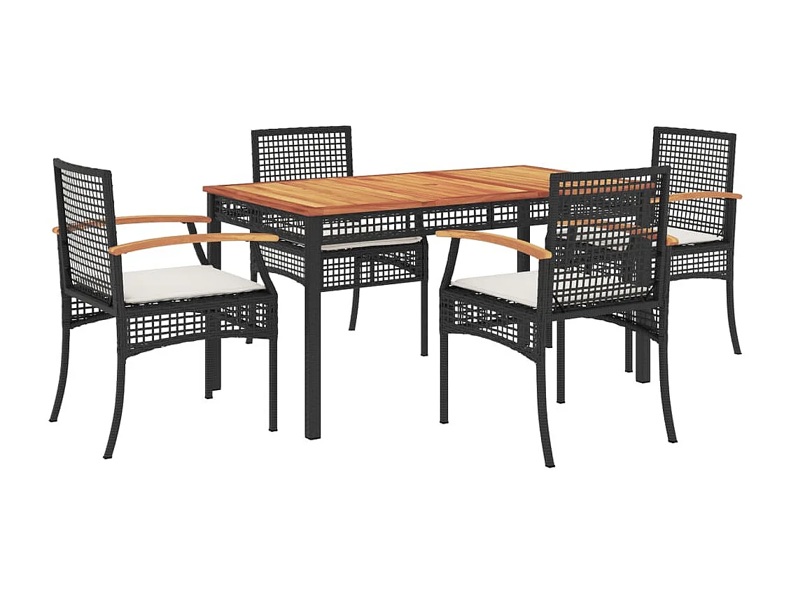 Clermont-Ferrand 5-delige Tuinset met kussens poly rattan zwart