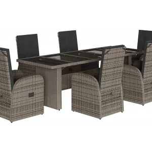 Central Valley 7-delige Tuinset met kussens poly rattan grijs Central Valley 7-delige Tuinset met kussens poly rattan grijs