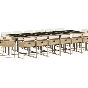 Brienne  17-delige Tuinset met kussens poly rattan beige