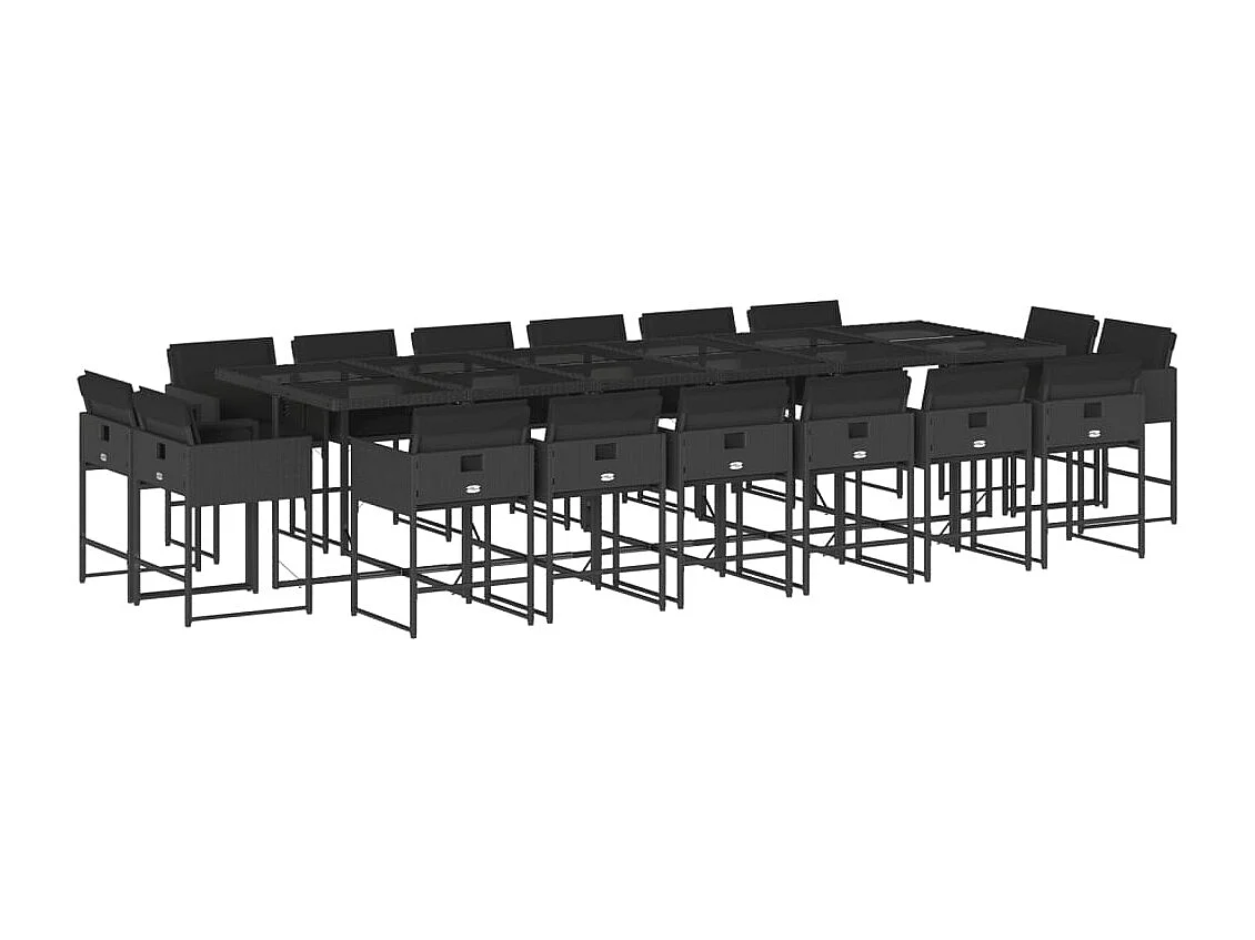 Brienne 17-delige Tuinset met kussens poly rattan zwart