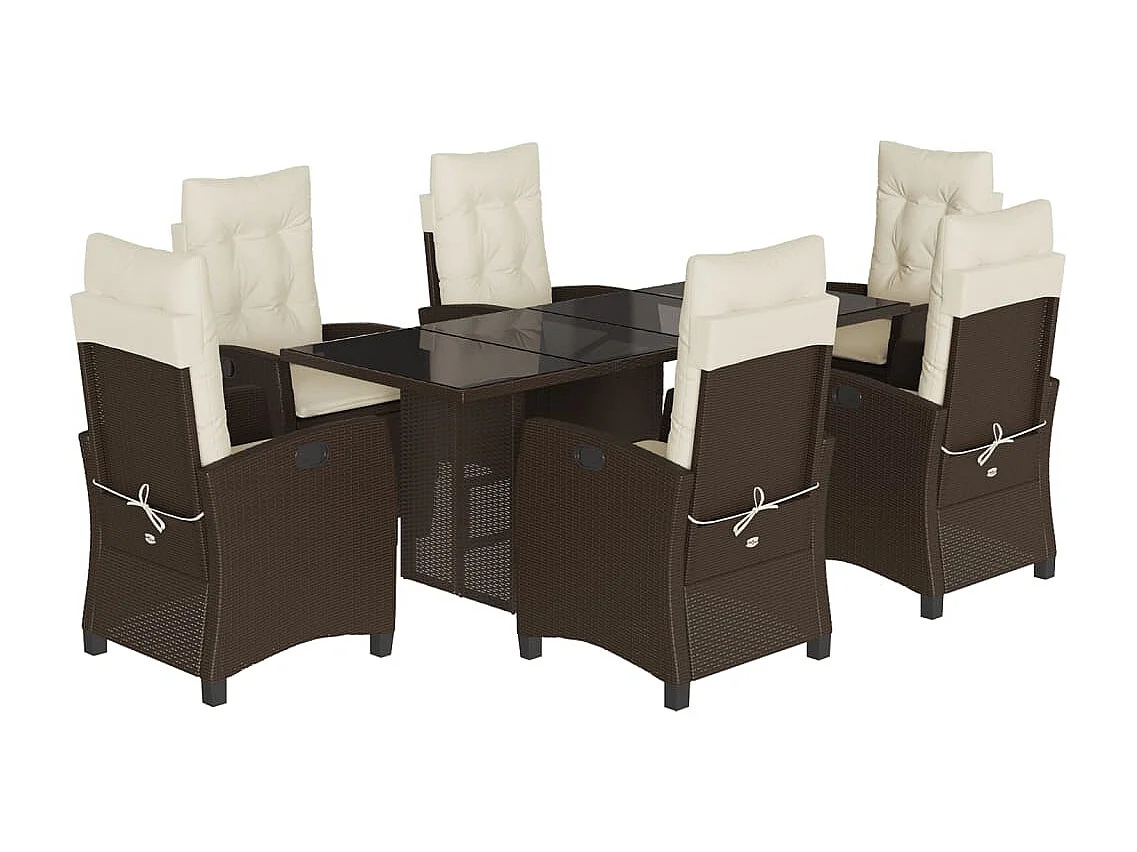 Bryndra 7-delige Tuinset met kussens poly rattan bruin