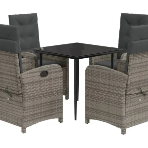 Caltanissetta 5-delige Tuinset met kussens poly rattan grijs Caltanissetta 5-delige Tuinset met kussens poly rattan grijs