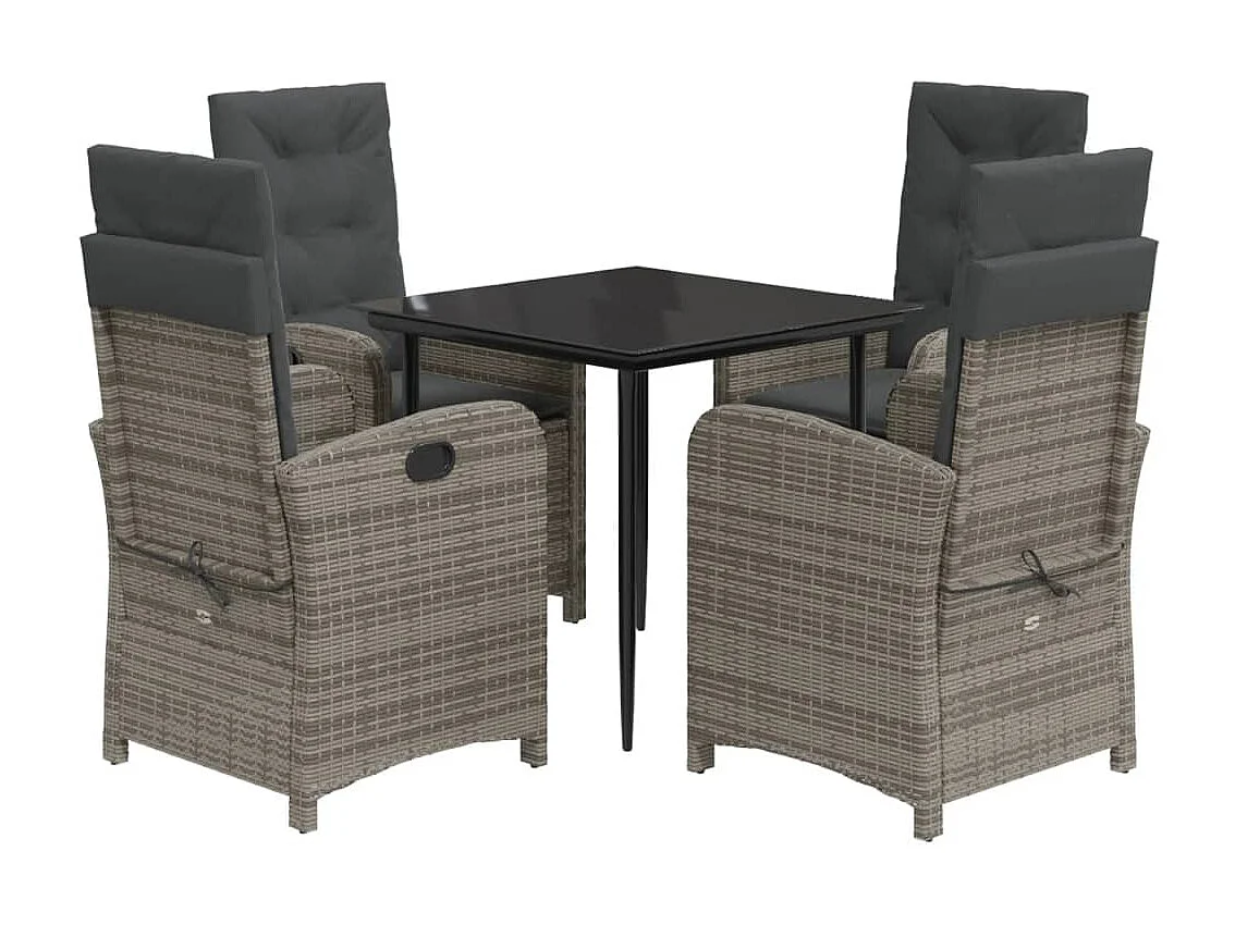 Caltanissetta 5-delige Tuinset met kussens poly rattan grijs