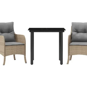 Denison 3-delige Tuinset met kussens poly rattan beige Denison 3-delige Tuinset met kussens poly rattan beige