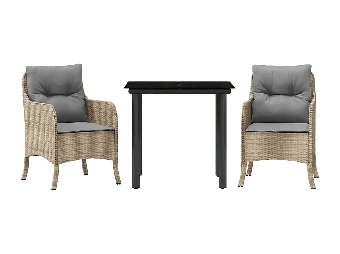 Denison 3-delige Tuinset met kussens poly rattan beige