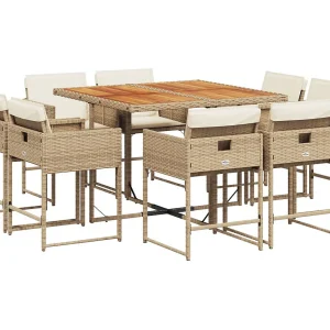 Brienne  9-delige Tuinset met kussens poly rattan beige