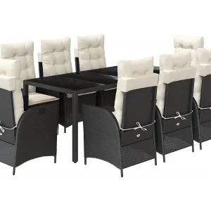 Chattanooga  9-delige Tuinset poly rattan zwart