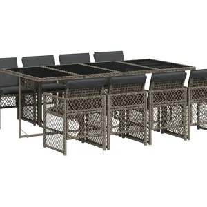 Connersville  9-delige Tuinset met kussens poly rattan grijs