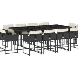 Brienne  13-delige Tuinset met kussens poly rattan zwart