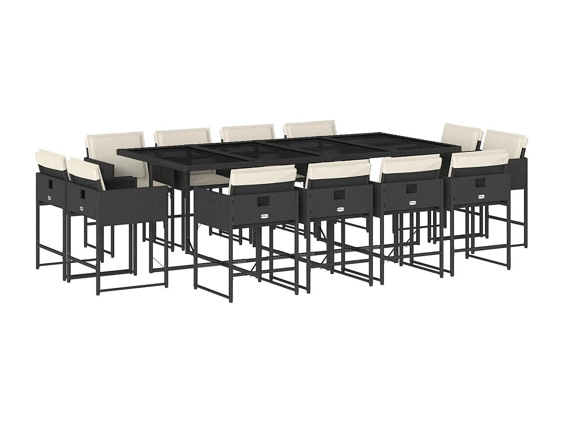Brienne 13-delige Tuinset met kussens poly rattan zwart