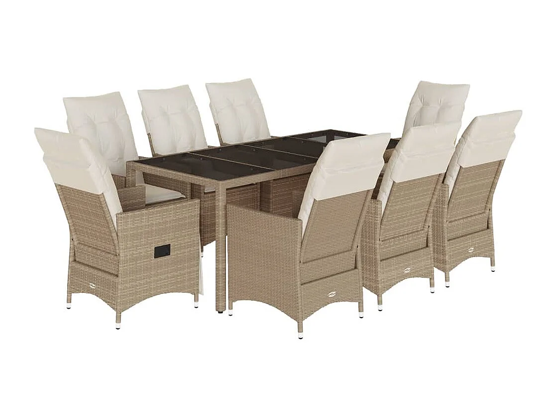 Colonial Pine Hills 9-delige Tuinset met kussens poly rattan beige