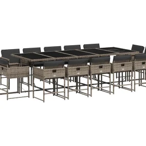 Brienne  15-delige Tuinset met kussens poly rattan grijs