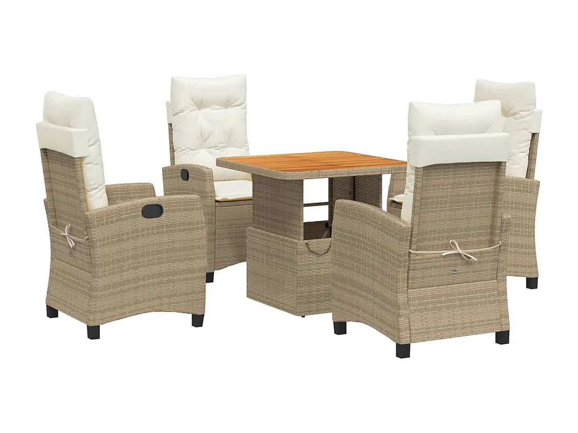 Brazil 5-delige Tuinset met kussens poly rattan beige