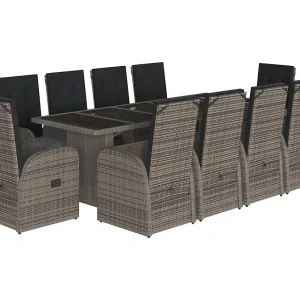 Central Valley 11-delige Tuinset met kussens poly rattan grijs Central Valley 11-delige Tuinset met kussens poly rattan grijs