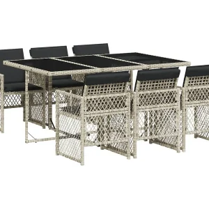 Connersville  7-delige Tuinset met kussens poly rattan grijs