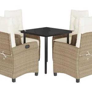 Danira 5-delige Tuinset met kussens poly rattan beige Danira 5-delige Tuinset met kussens poly rattan beige