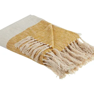 Deken beige/oranje 130 x 170 cm SALME Deken beige/oranje 130 x 170 cm SALME
