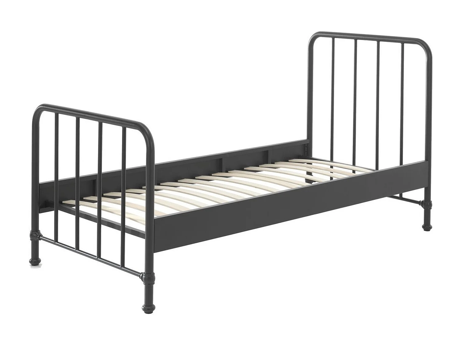 Bronx mat zwart metalen eenpersoonsbed 90x200 cm