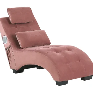 Chaise longue met Bluetooth speaker en USB fluweel roze SIMORRE