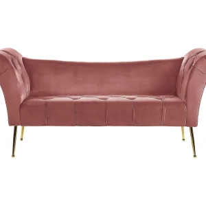 Chaise longue fluweel roze NANTILLY Chaise longue fluweel roze NANTILLY