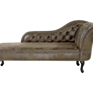 Chaise longue kunstsuede bruin rechtszijdig NIMES